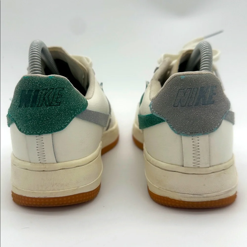 Nike Air Force 1 Vandalized Womens Size 7 White Leather Green Gray Split Logo - Picture 10 of 13